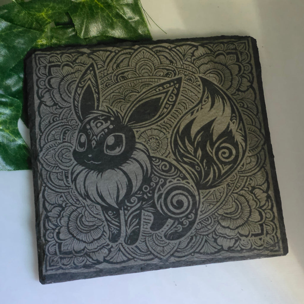 Pokémon-Inspired Mosaic Slate Coasters – Laser Engraved Designs | 6 Styles Available