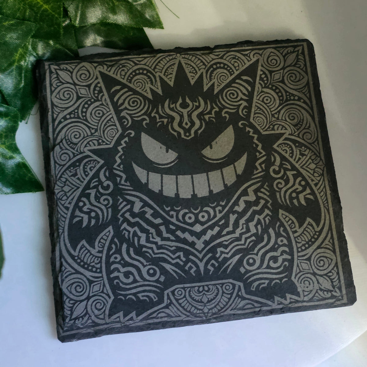 Pokémon-Inspired Mosaic Slate Coasters – Laser Engraved Designs | 6 Styles Available