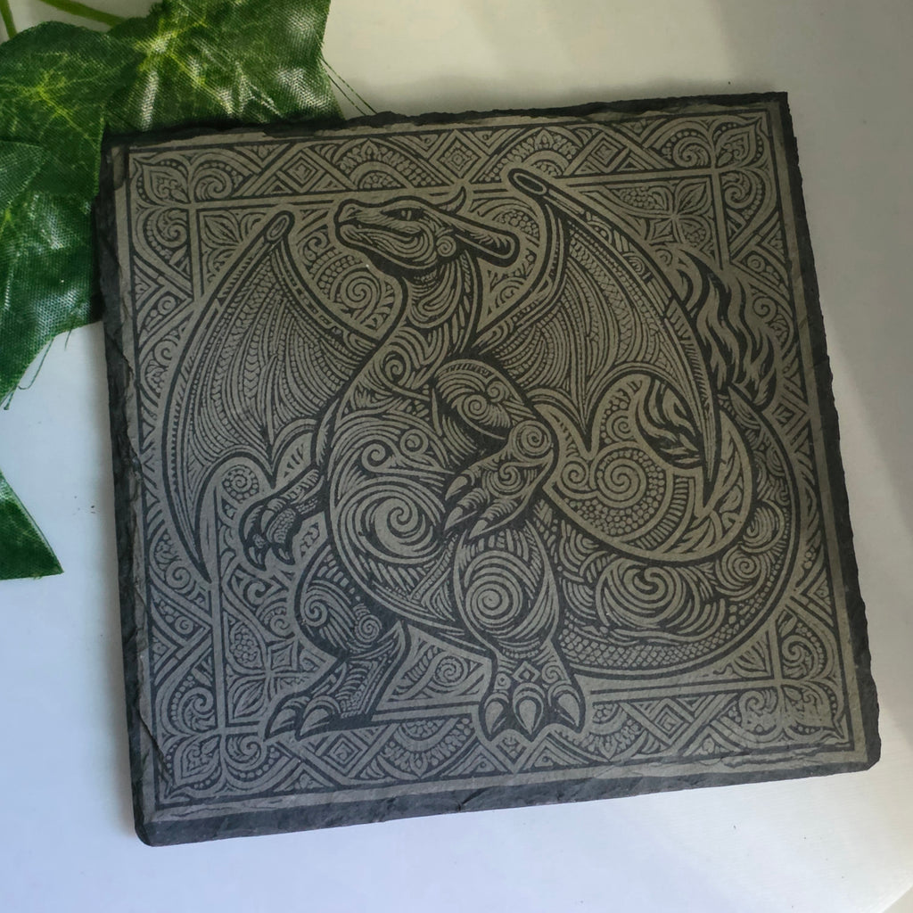 Pokémon-Inspired Mosaic Slate Coasters – Laser Engraved Designs | 6 Styles Available