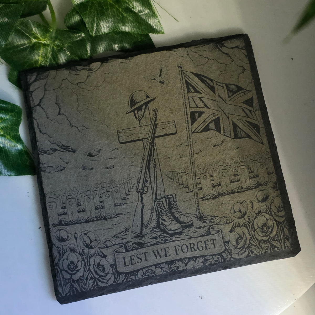 British Military Crest Slate Coasters | Army, Royal Navy, RAF, Royal Marines & MoD | Laser Engraved Military Gift