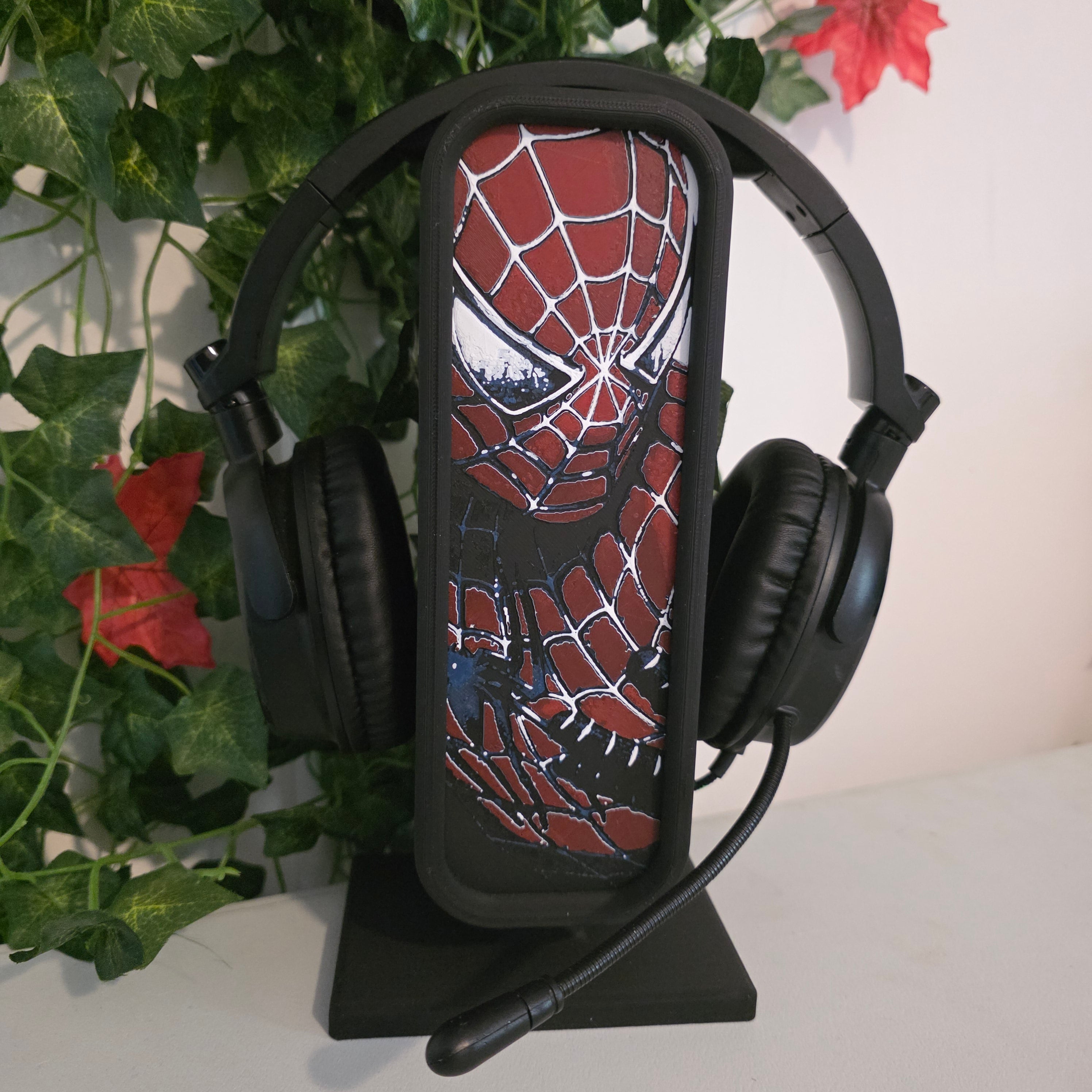 Headset Holder with Interchangeable HueForge Front & Hidden Storage Compartment