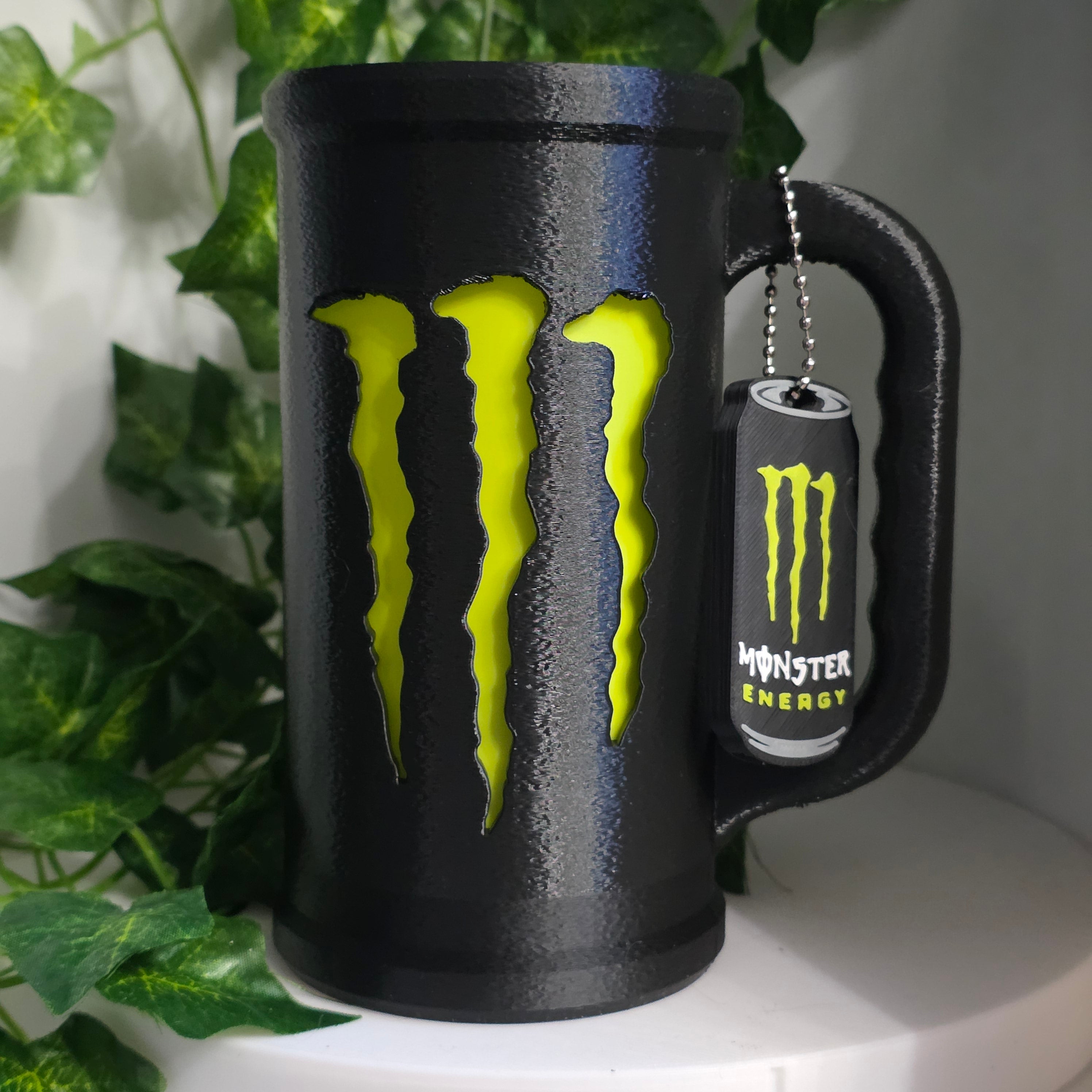 Monster Energy Inspired Can Cup (for 500ml Cans) + FREE Matching Nail Saver Keychain