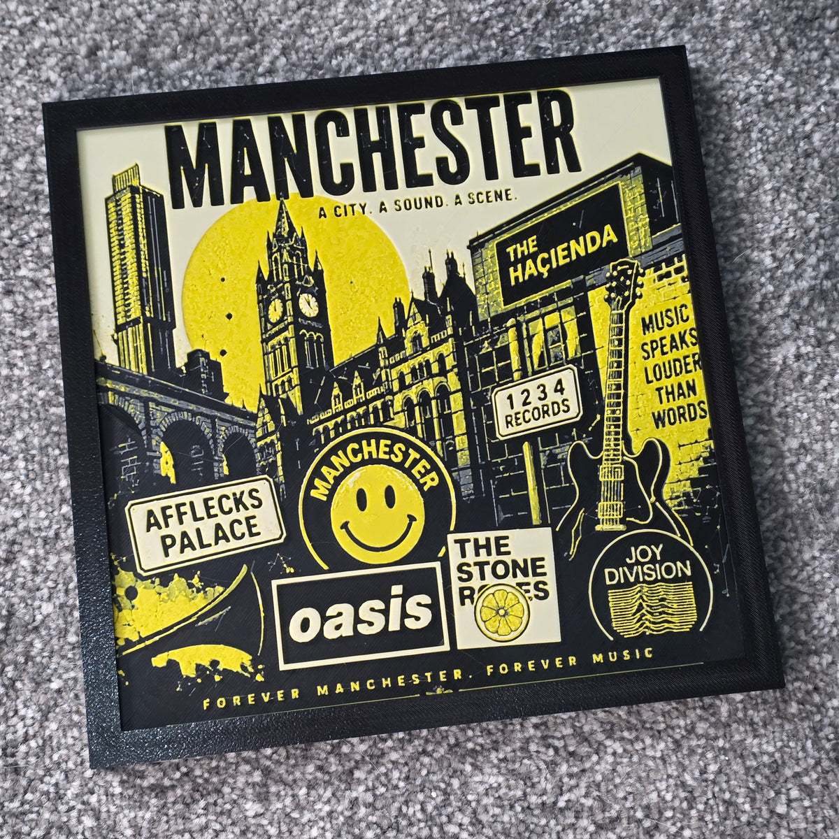 Premium 3D Printed Hueforge Wall Art - Manchester Editions