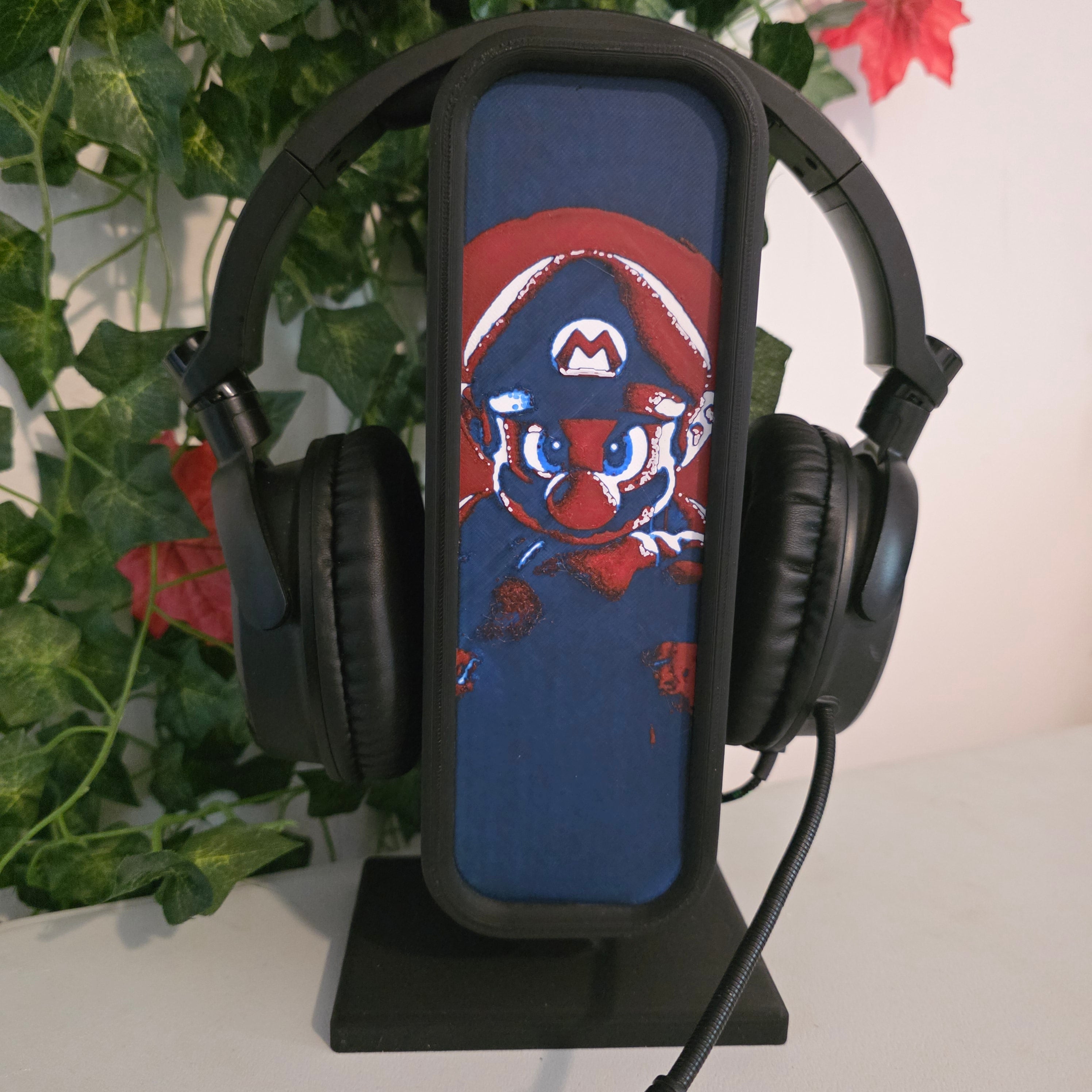 Headset Holder with Interchangeable HueForge Front & Hidden Storage Compartment