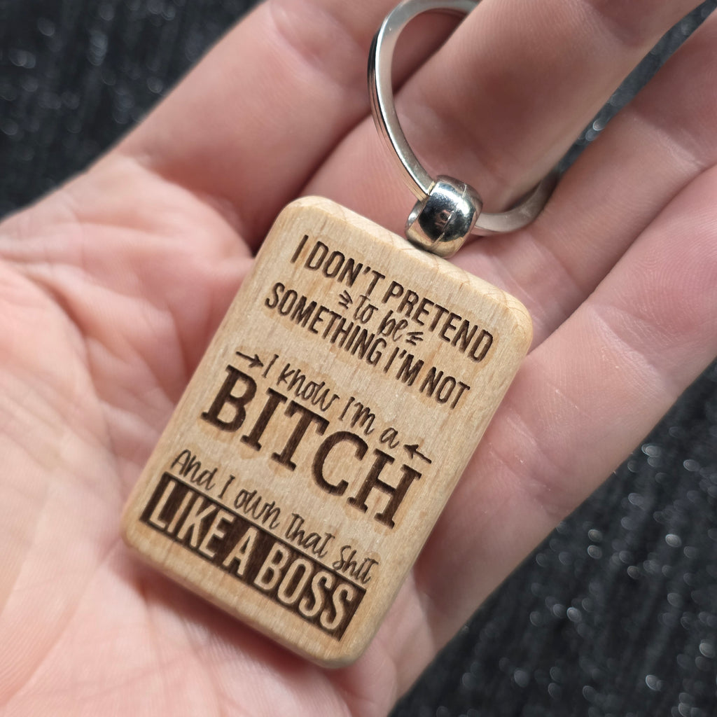 Laser Engraved Wooden Keychains – Funny, Rude & Sweary Quote Keyrings | 18+ Adult Gifts