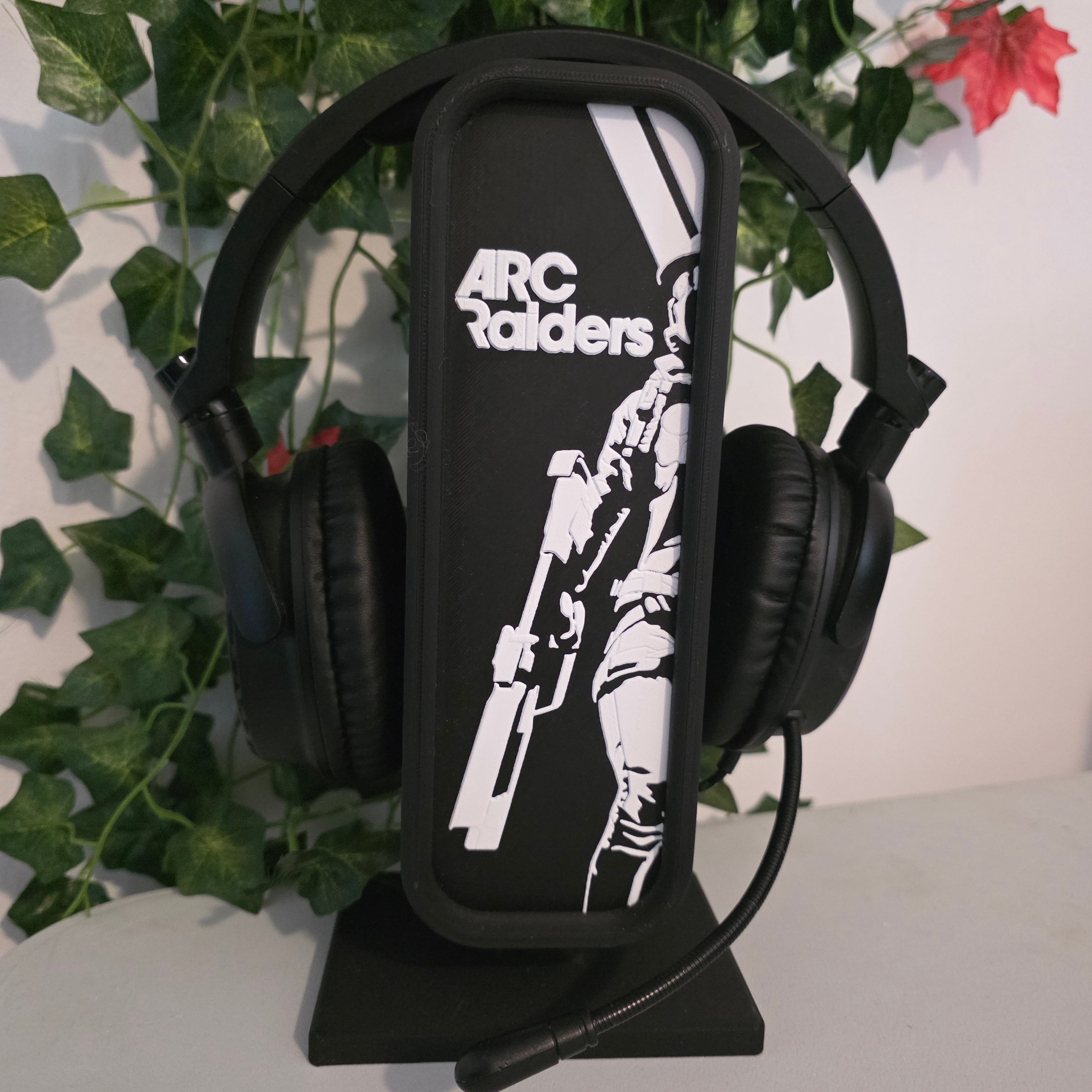 Headset Holder with Interchangeable HueForge Front & Hidden Storage Compartment