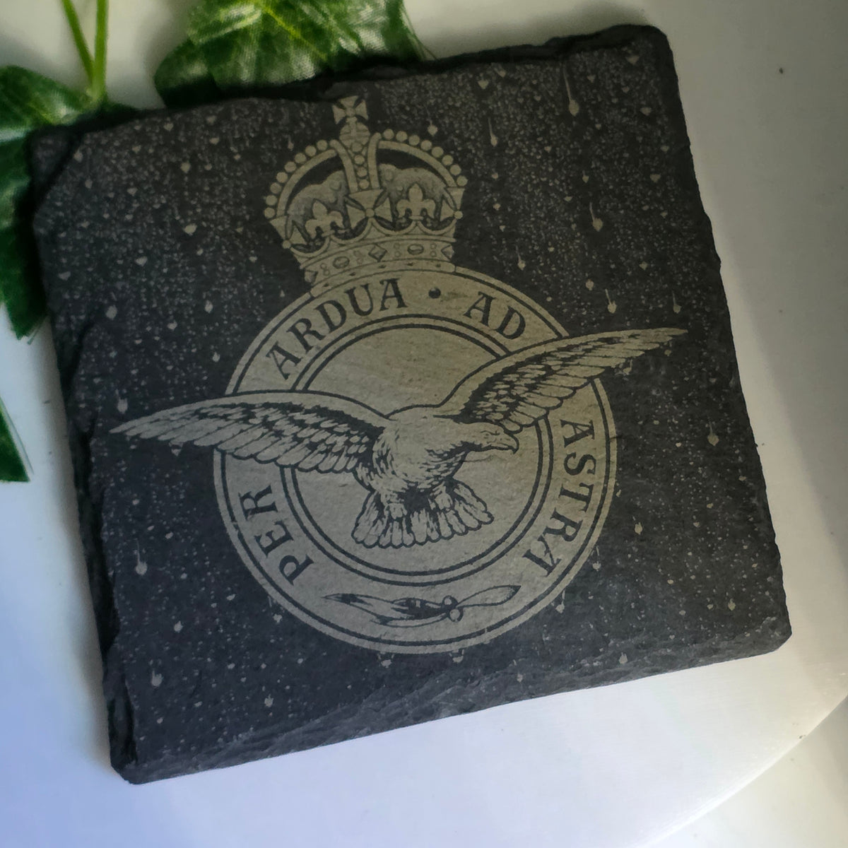 British Military Crest Slate Coasters | Army, Royal Navy, RAF, Royal Marines & MoD | Laser Engraved Military Gift