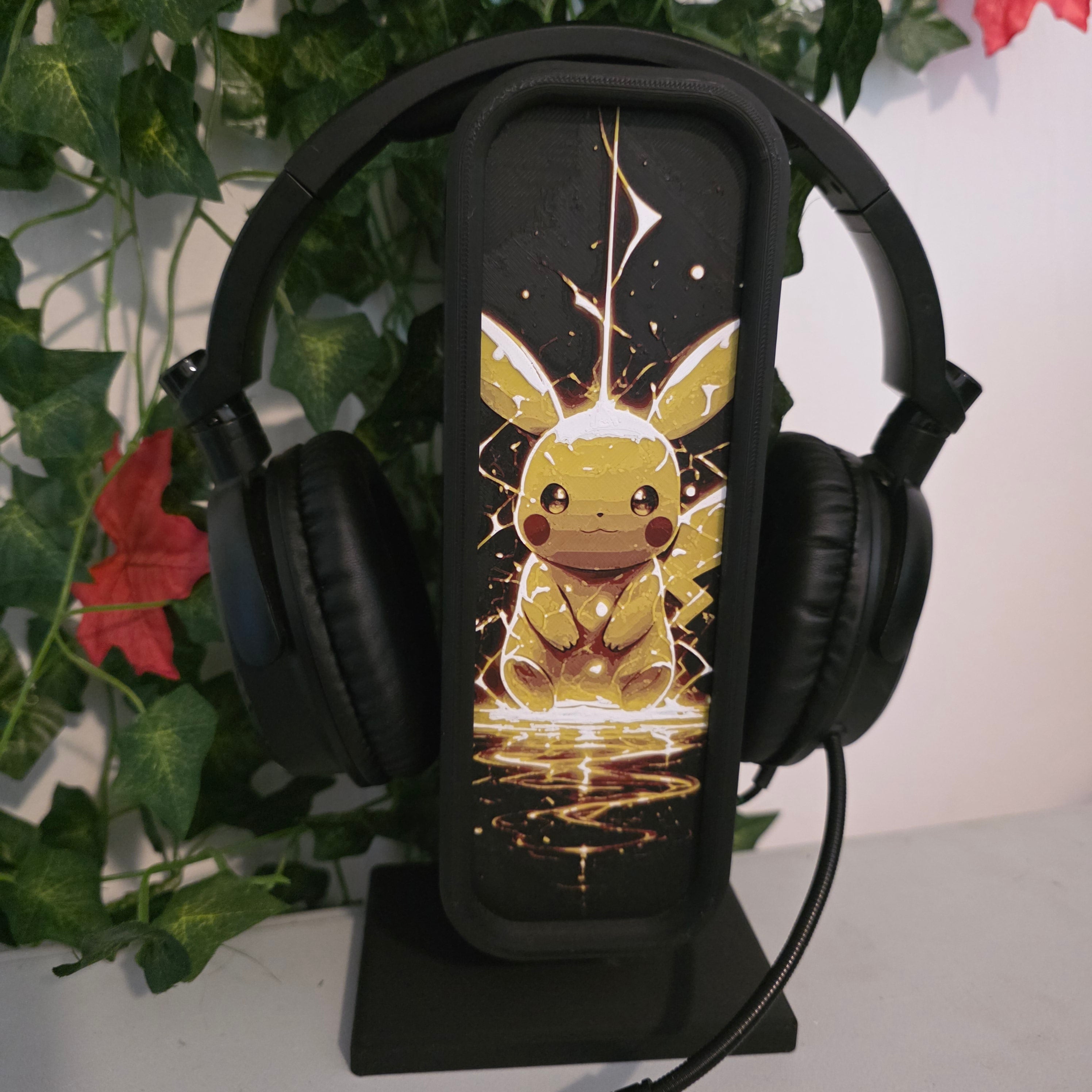 Headset Holder with Interchangeable HueForge Front & Hidden Storage Compartment