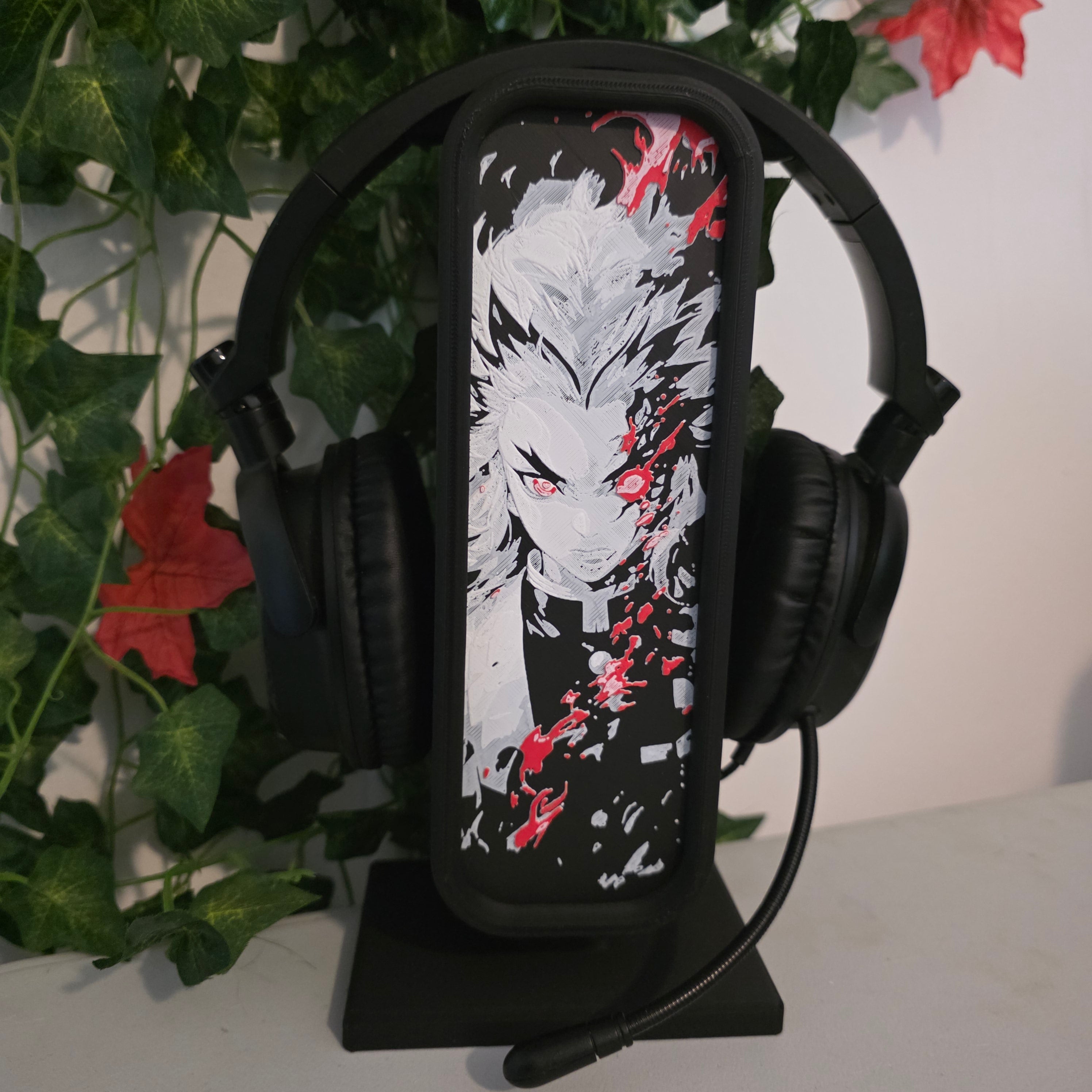 Headset Holder with Interchangeable HueForge Front & Hidden Storage Compartment