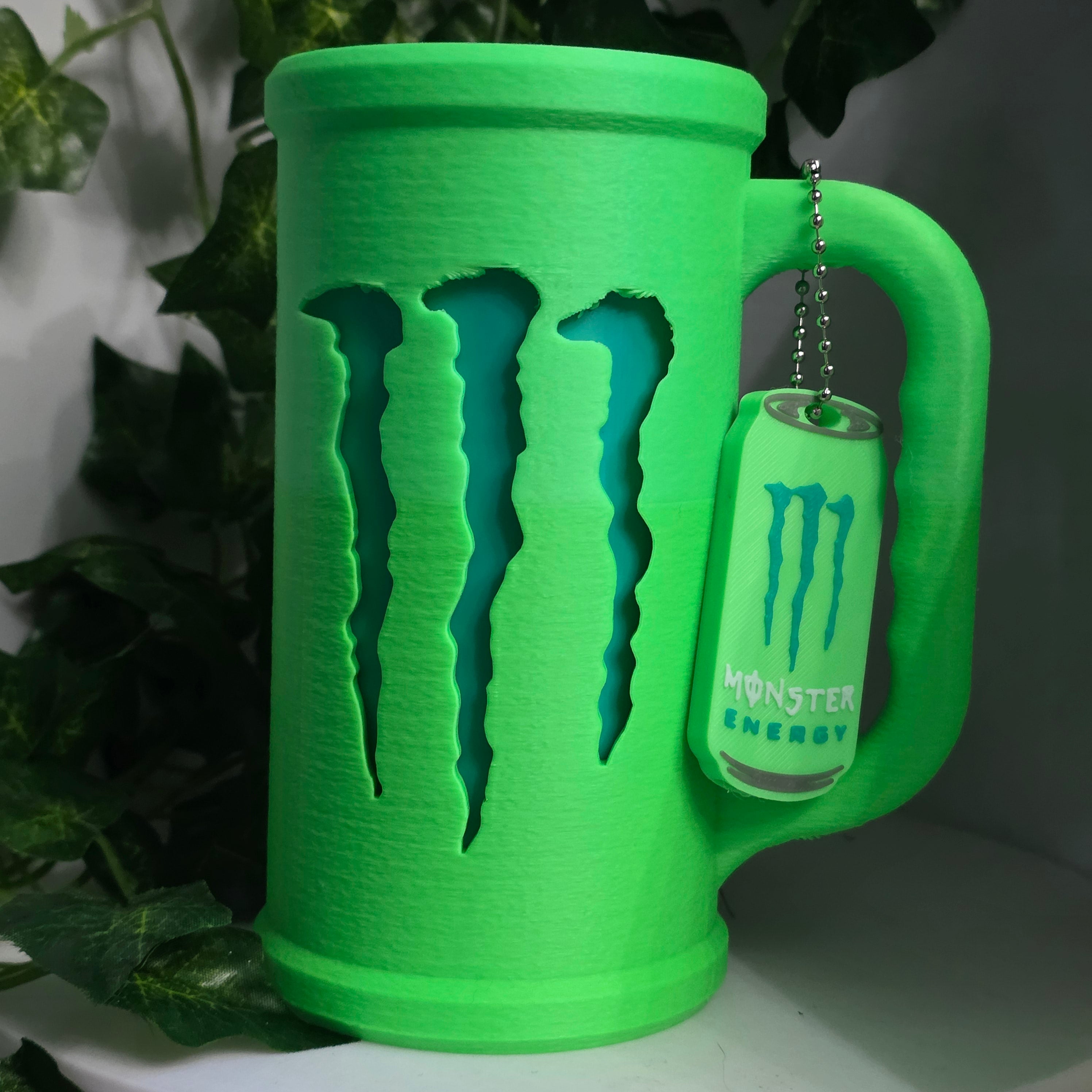 Monster Energy Inspired Can Cup (for 500ml Cans) + FREE Matching Nail Saver Keychain