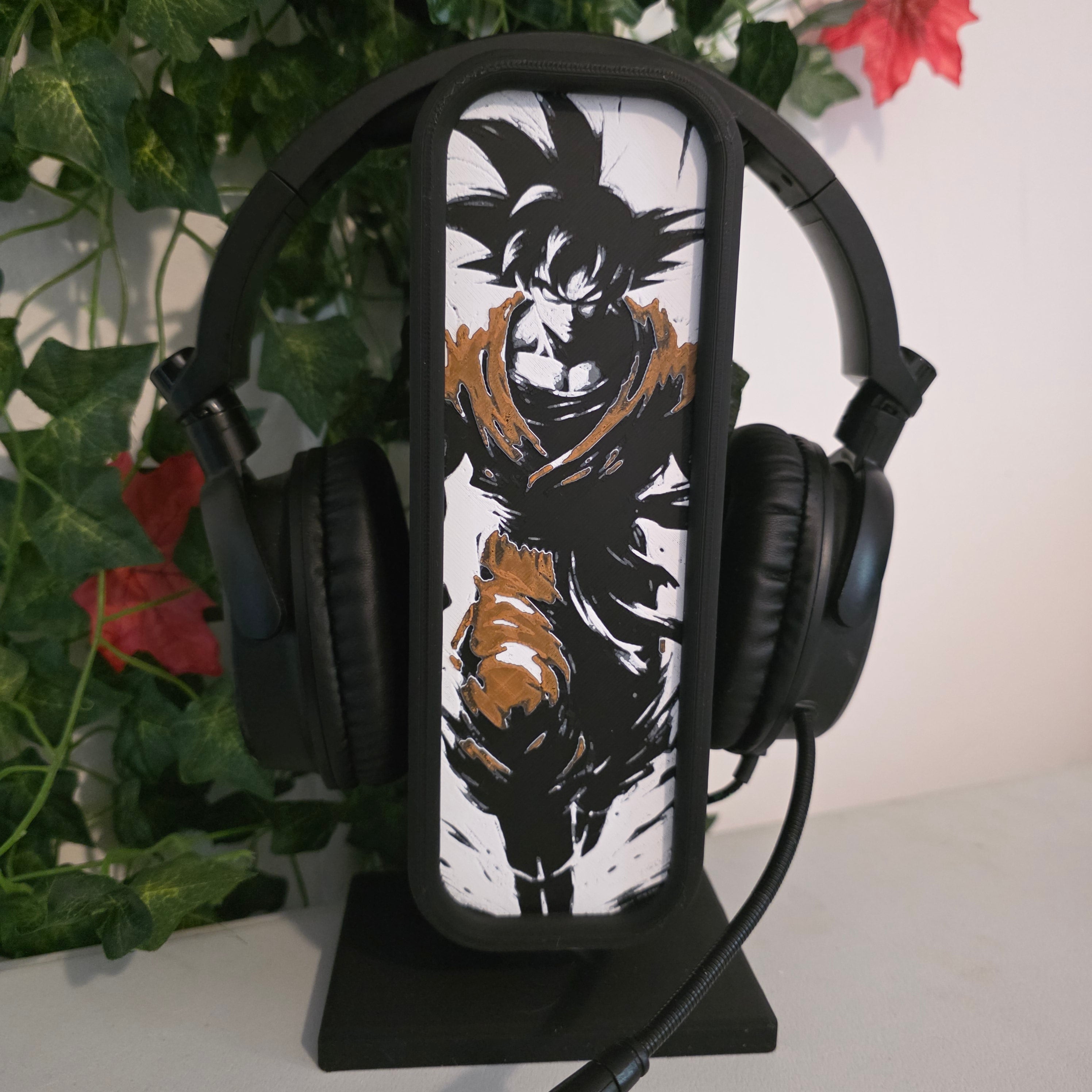 Headset Holder with Interchangeable HueForge Front & Hidden Storage Compartment