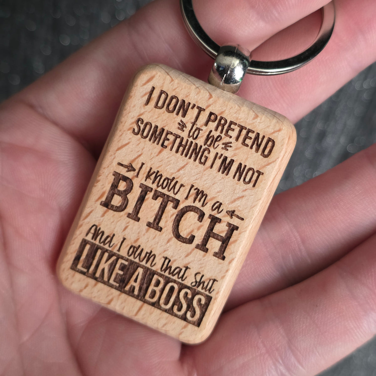 Laser Engraved Wooden Keychains – Funny, Rude & Sweary Quote Keyrings | 18+ Adult Gifts