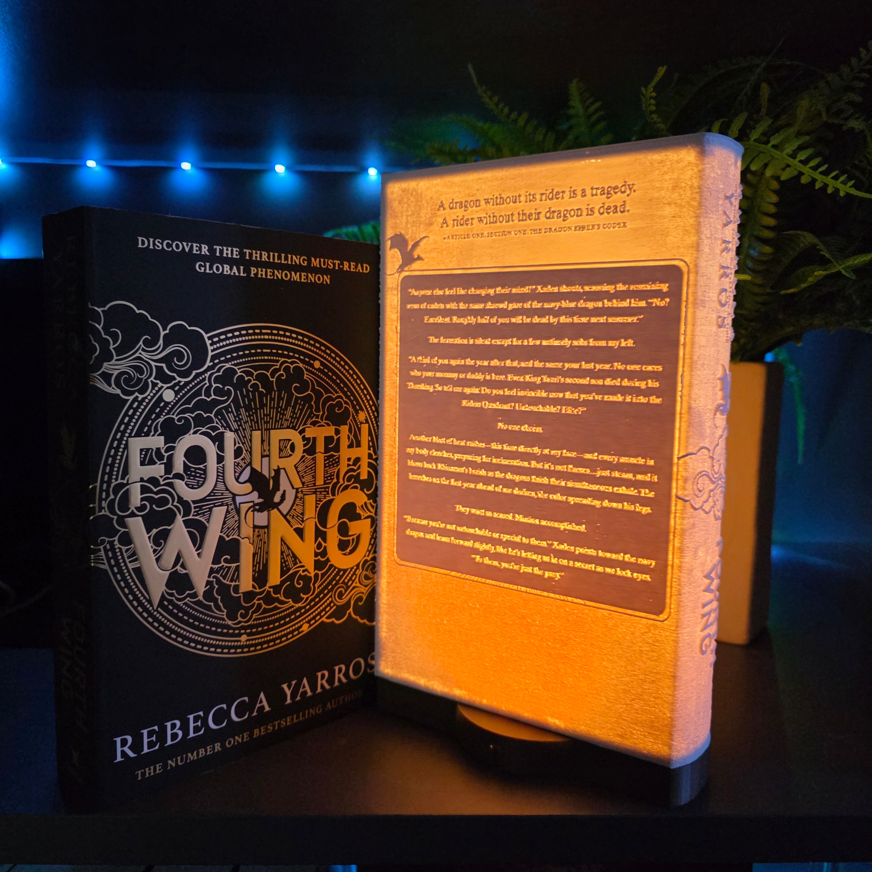 Fourth Wing Inspired 3D Printed LED Book Light with Stand