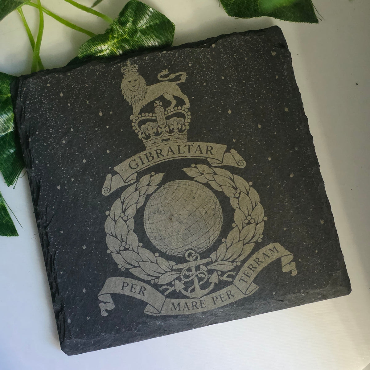 British Military Crest Slate Coasters | Army, Royal Navy, RAF, Royal Marines & MoD | Laser Engraved Military Gift