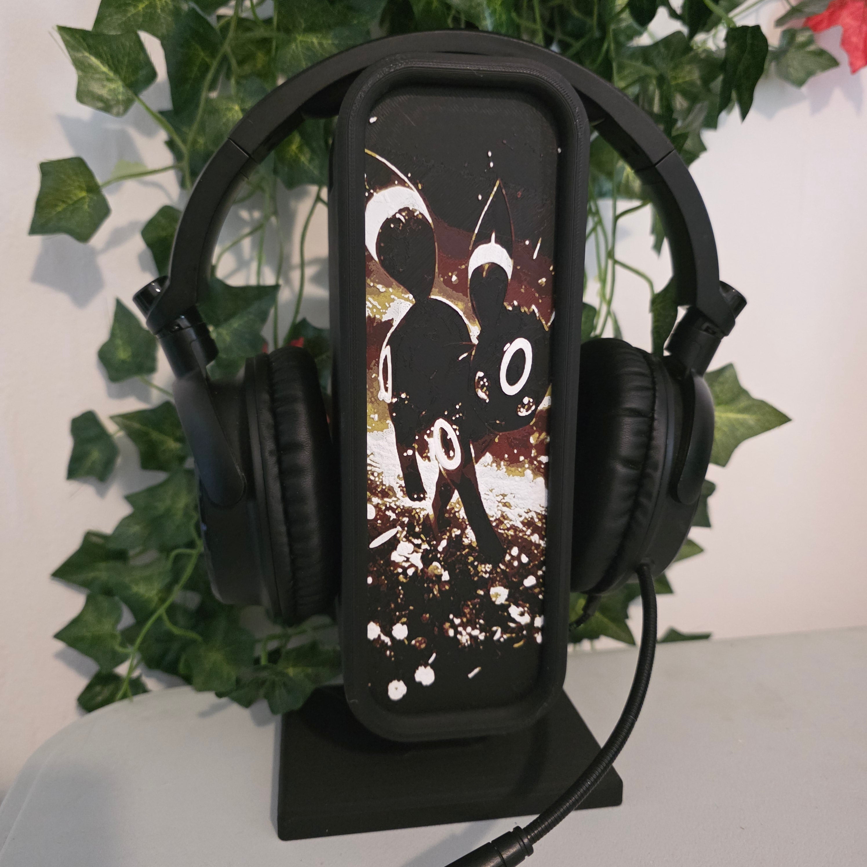 Headset Holder with Interchangeable HueForge Front & Hidden Storage Compartment
